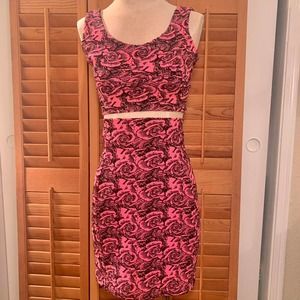 Vintage 80s Betsey Johnson Bodycon Rose Set USA S
